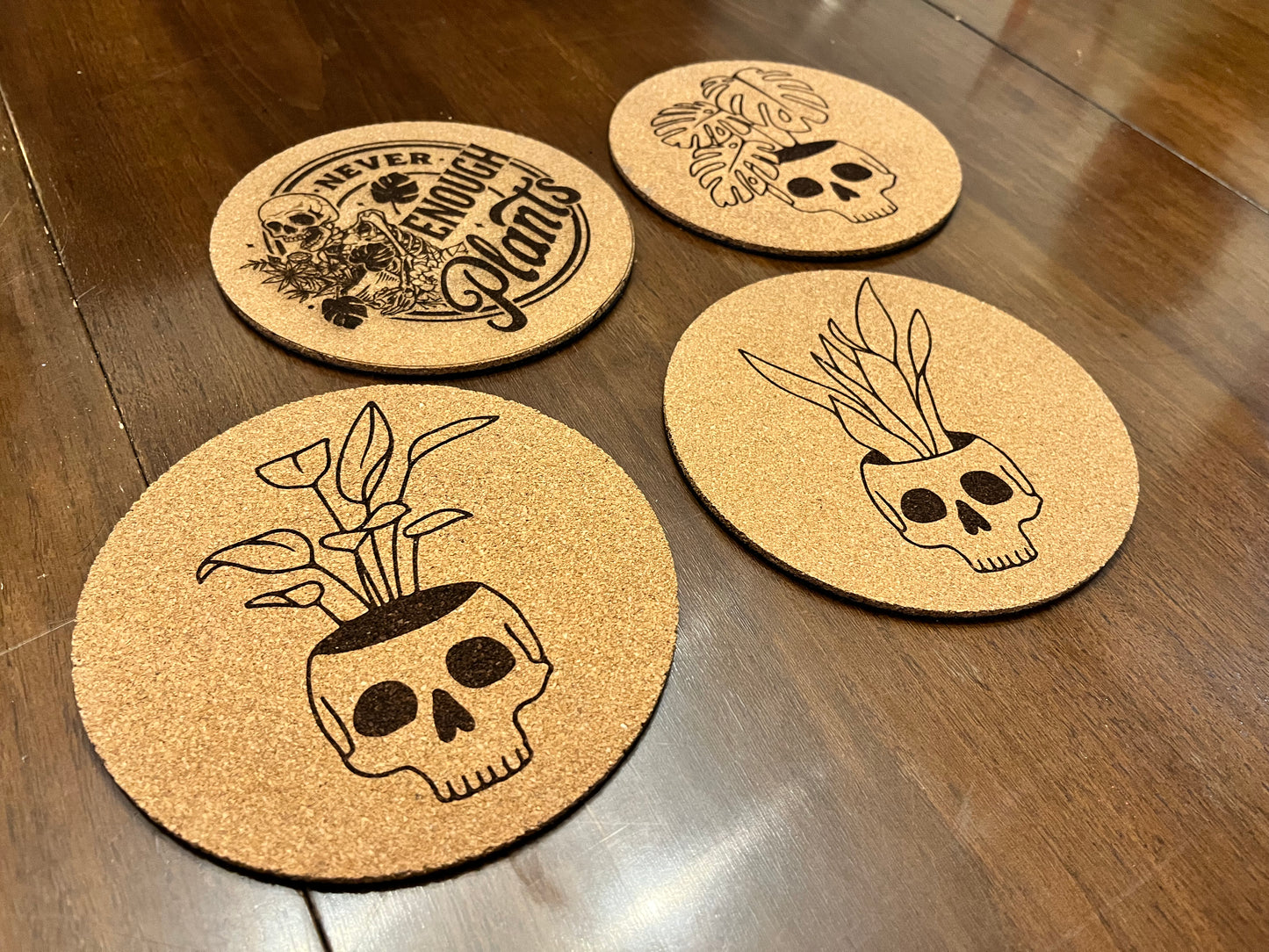 “Never Enough Plants” Cork Plant Mats : Set of 4